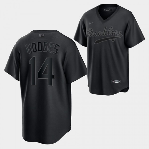 Brooklyn Dodgers Gil Hodges Black Fashion #14 Black Replica Jersey