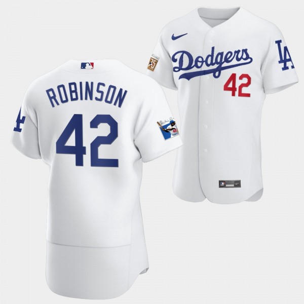 Los Angeles Dodgers Jackie Robinson White Jersey #...