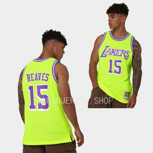 Los Angeles Lakers Austin Reaves #15 Yellow Neon T...