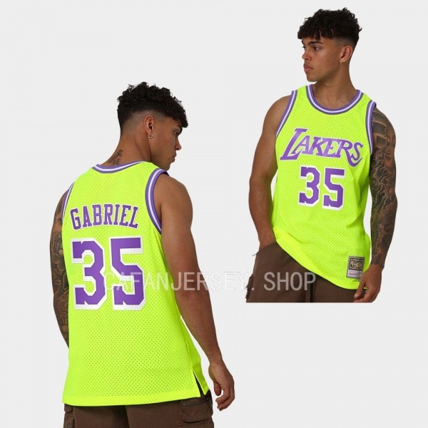 Los Angeles Lakers Wenyen Gabriel #35 Yellow Neon ...