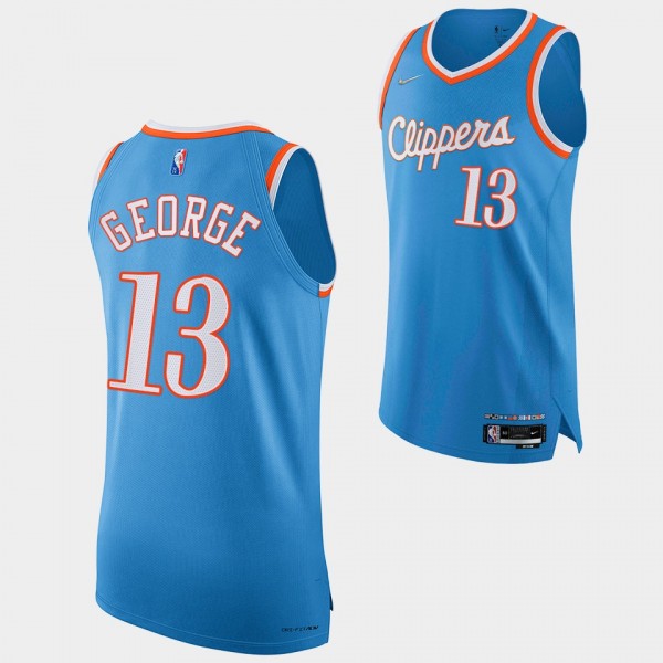 Paul George LA Clippers Blue 2021-22 City Edition Jersey 75th Season Authentic